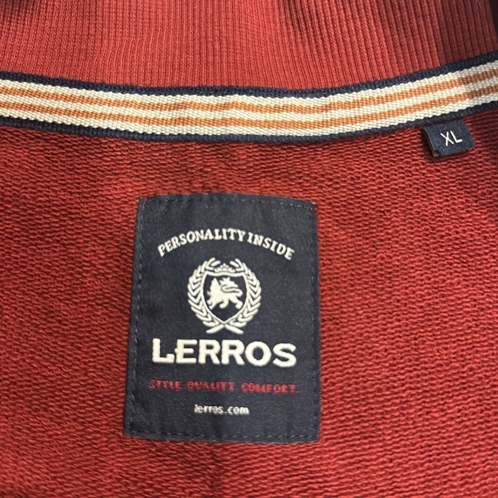 Lerros brick maroon zip up sweater with front pockets & emblem by front top XL - Picture 10 of 10